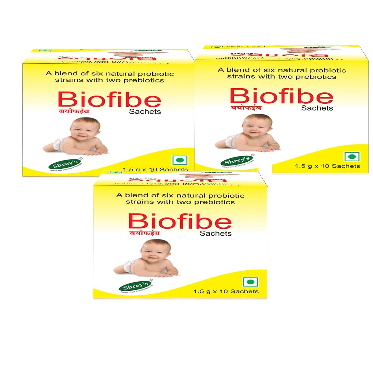 Shrey's Shreys Biofibe Probiotics Powder with Prebiotics & Zinc for Kids & Adults Supports Gut Health, Digestion & Immune System 30 Sachets Natural & Safe Formula