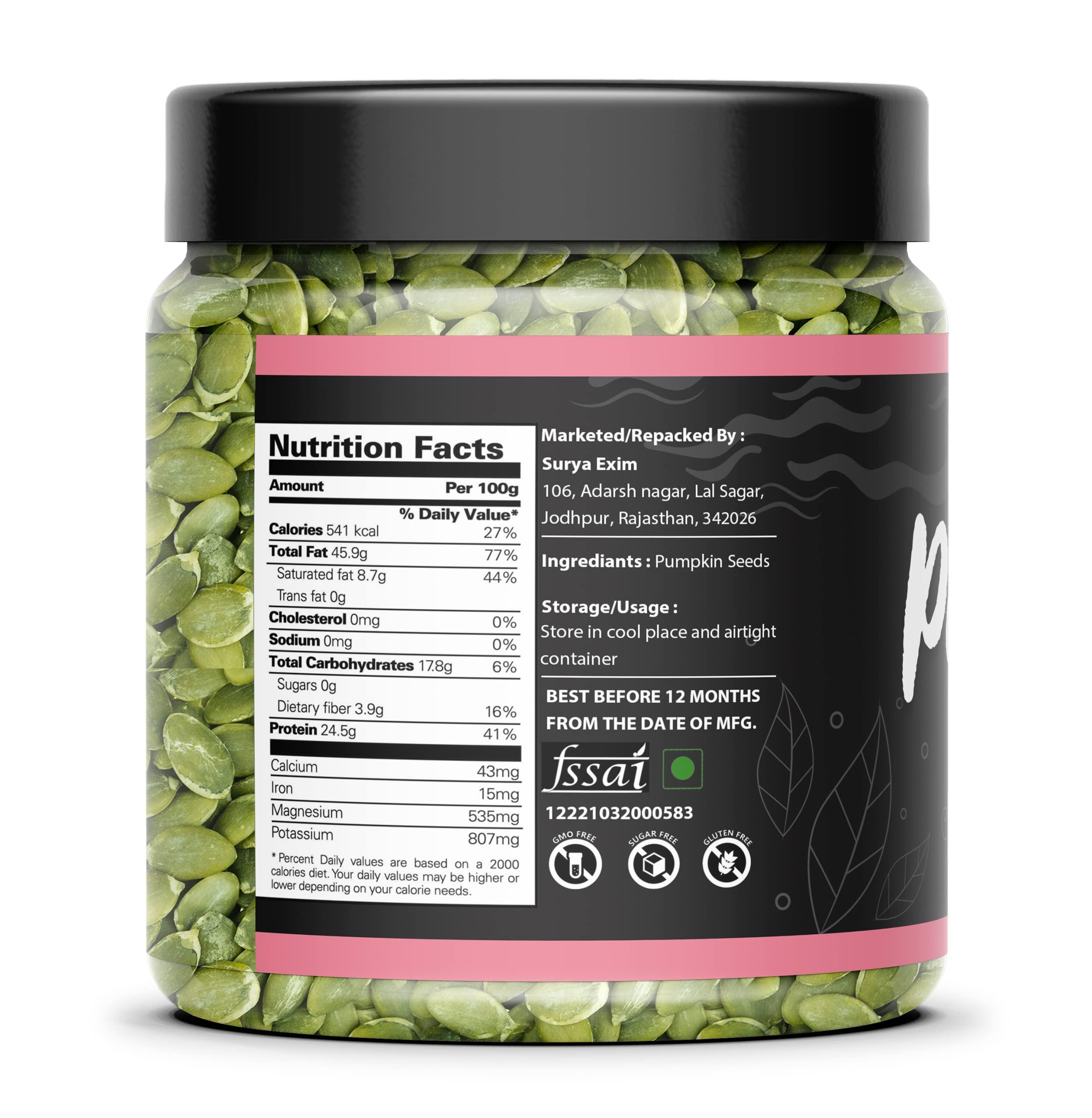 Organic Box Organic Box 100% Natural & Premium Pumpkin Seeds 250gm - Raw Pumpkin Seeds for Eating | Immunity Booster and Protein Rich Seeds | Healthy Diet Snacks - Diwali Gift Pack