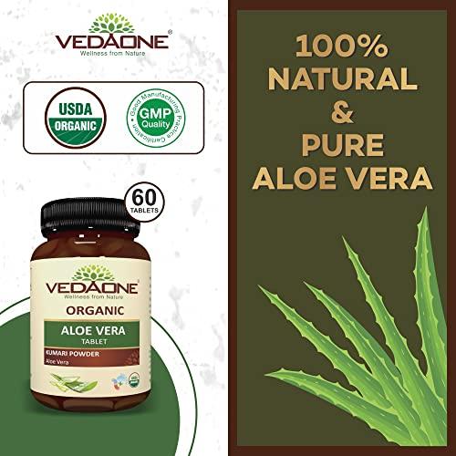 VEDAONE Vedaone Aloe Vera Tablets as Herbal Supplements - 100% Pure Organic Aloe Vera Extract 750mg 60 Tablets (Pack of 2)