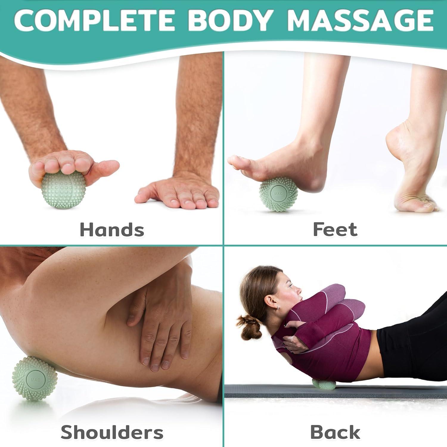 BENCI BENCI Football Massage Ball, Spiky Massage Balls for Plantar Exercise, Plantar Muscle Pains, Massager Ball Spiky Massage Balls for Feet, Back, Hands, Muscle Massager Spiky Roller (Green)