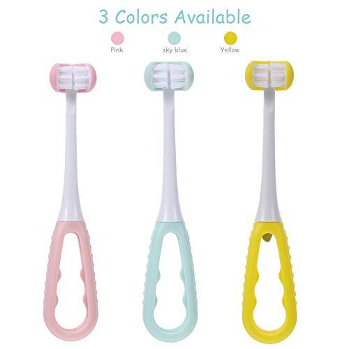 KTMGlobal KTM 3 Sided Autism Toothbrush Kids Toothbrush Soft Bristle Toothbrush Toddler Toothbrushes Sky- blue