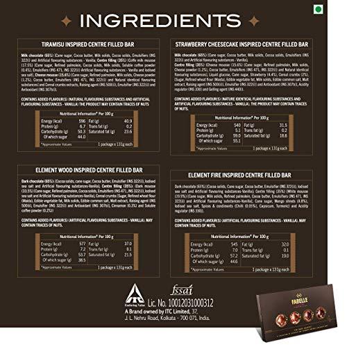 Fabelle Fabelle – The Bars Quartet, Centre-Filled Luxury Chocolate Bars Inspired by Classic Desserts and The Elements of Nature - Assorted Luxury Chocolates Gift Box, 524g