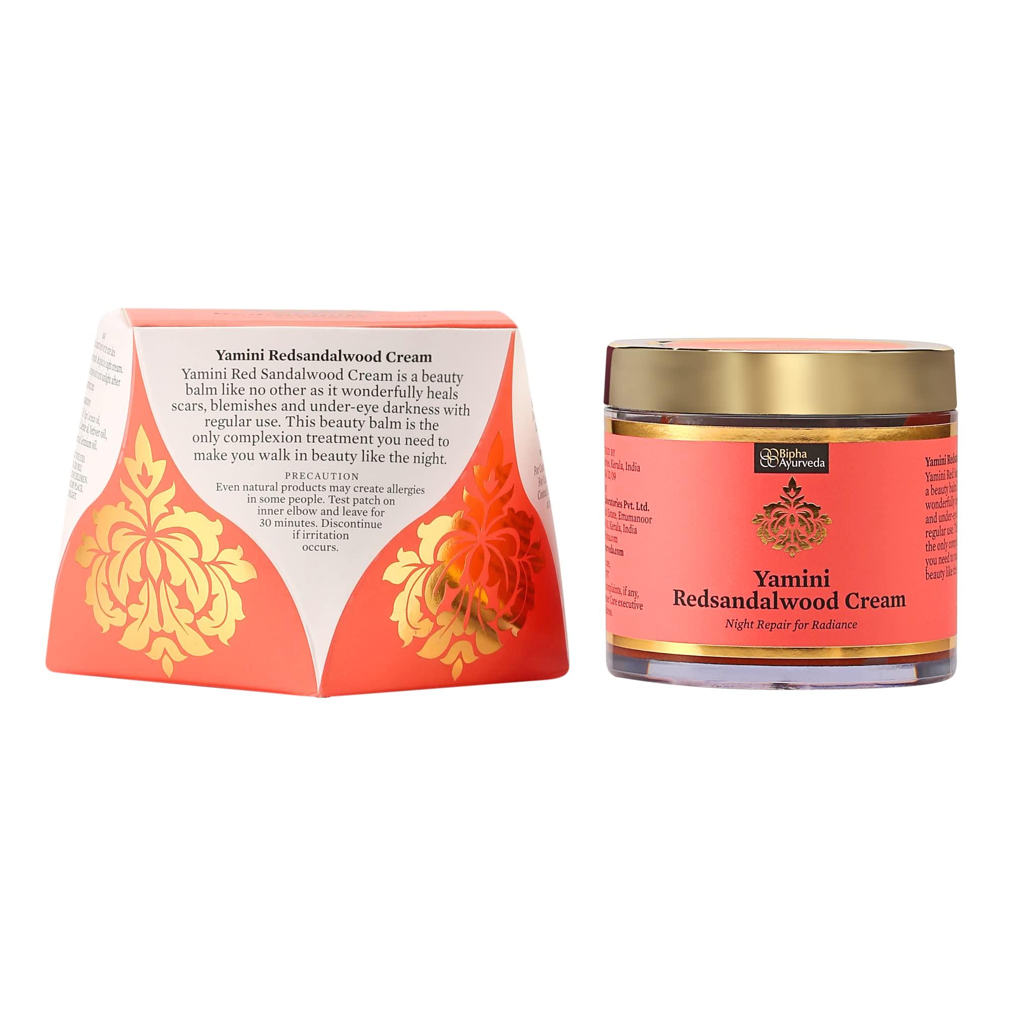 Bipha Ayurveda Bipha Ayurveda Yamini Red Sandalwood Face Night Cream with Vitamin E, Red sandalwood oil, Virgin coconut, Almond and Lavender Oil for flawless youthful skin, 75g