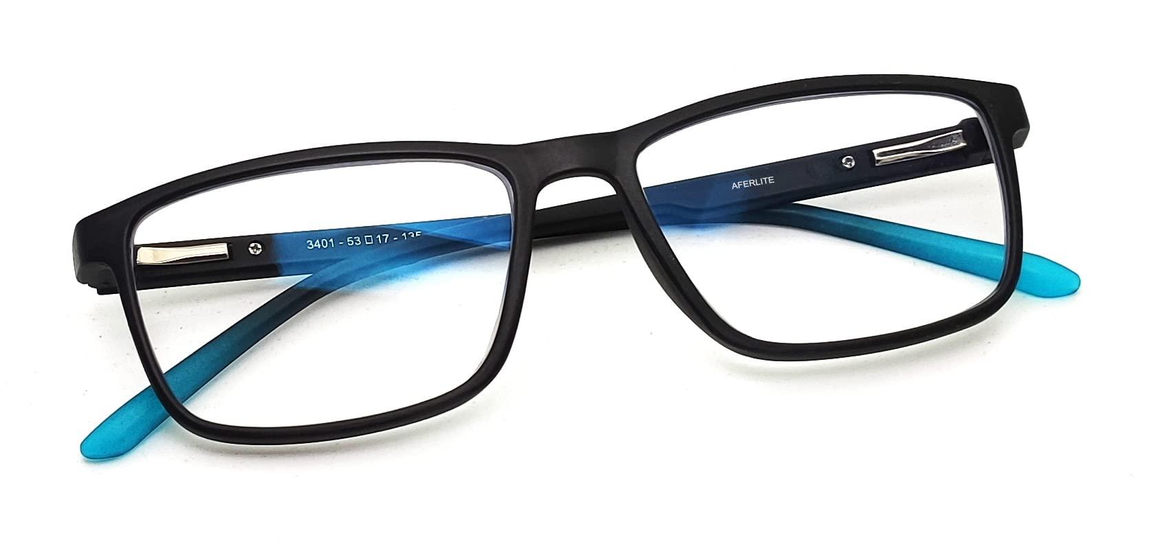 Aferlite AFERLITE Gold Series Unisex Rectangular Computer Glasses Blue Light Blocking Technology For Eye Protection (53 mm Medium) (TURQUOISE B (TRANSLUCENT))