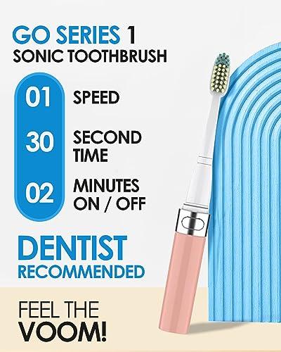 Voom Sonic Voom Sonic Go 1 Series Travel Electric Toothbrush | Battery Operated Sonic Toothbrush for Adults & Kids, Pink
