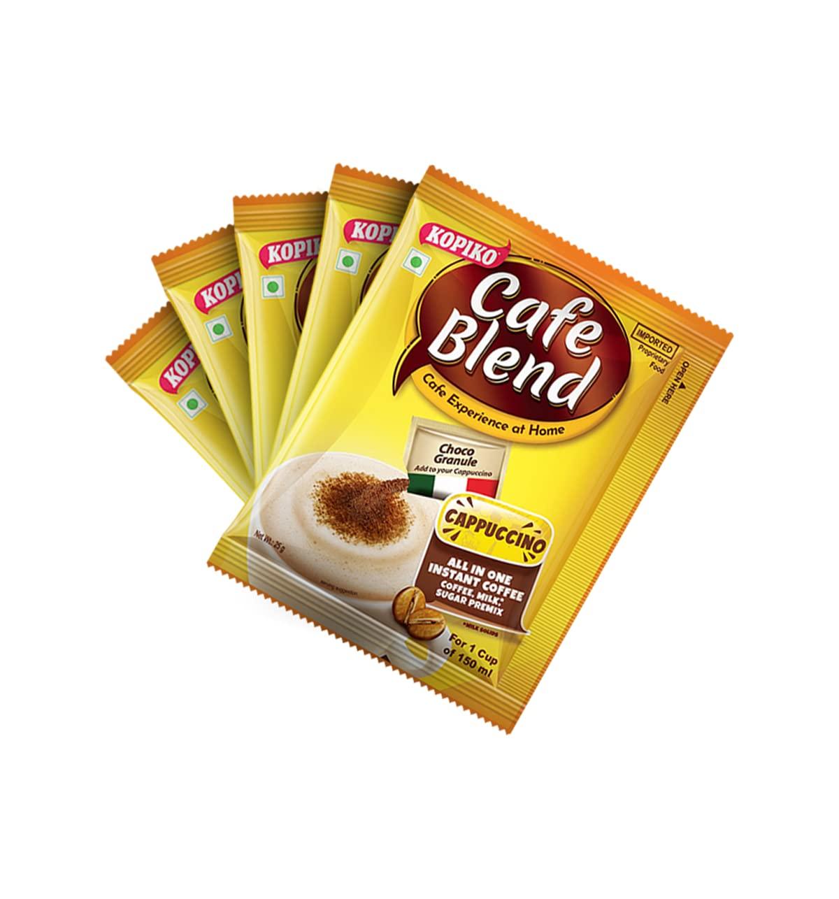 Kopiko Kopiko Cafe Blend Cappuccino All In 1 Premix Instant Coffee - 125 Gm |Pack Of 3| |5 Sachets In Each|, Powder, Box