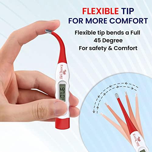 EASYCARE EASYCARE (EC5130) Waterproof Flexible Tip Digital Thermometer with Storage Case - Fever Alarm, Accurate & Reliable Temperature Measurement - Convenient and User-Friendly