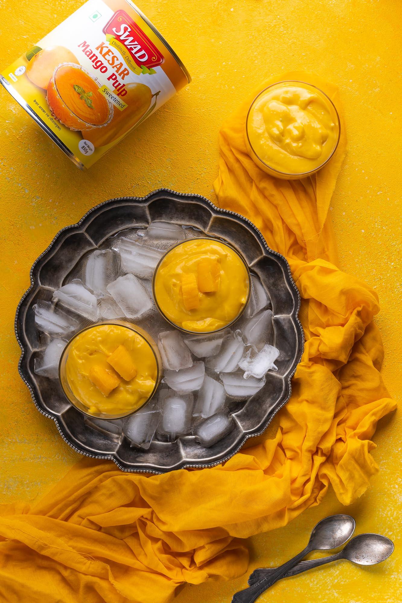 Swad Swad Kesar Mango Pulp Sweetened, 850g