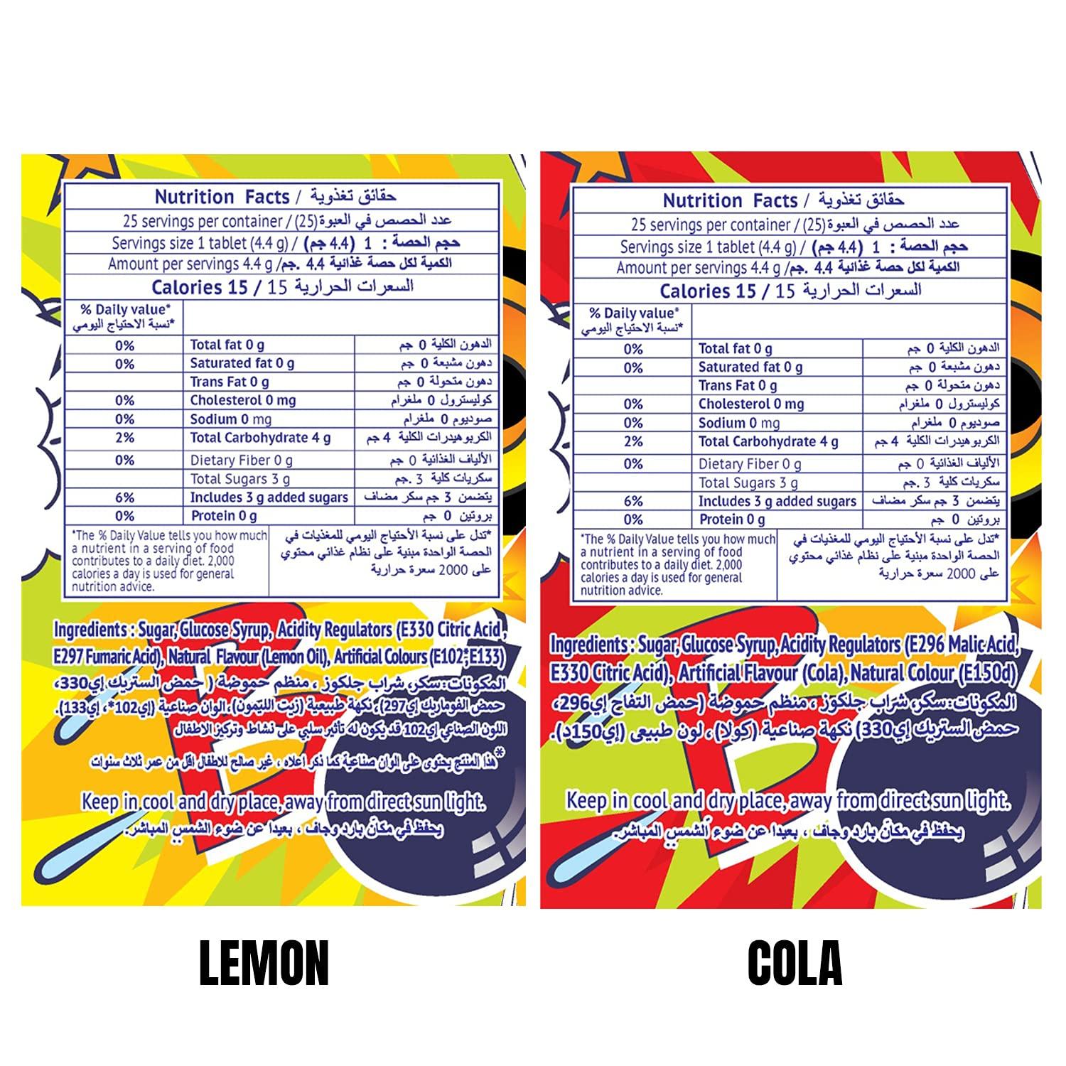 Zour Bomb Zour Bomb Sour Candy Combo Pack of 4 (Cola & Lemon) 110g each, Candies from Thailand, Share with Friends & Family