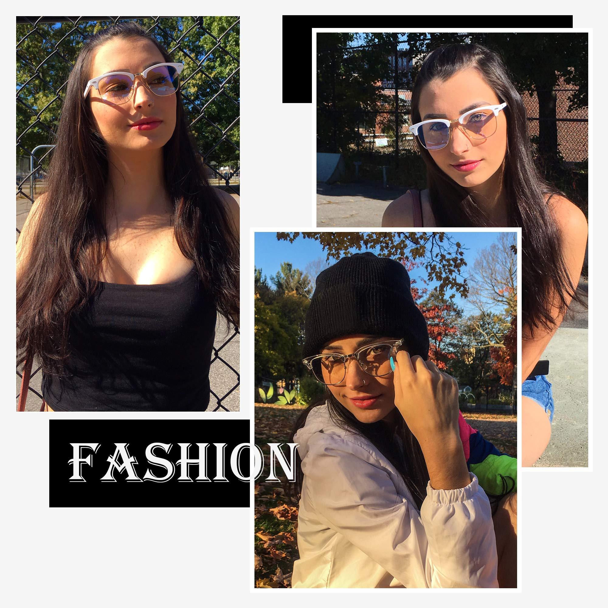 GLINDAR GLINDAR Blue Light Blocking Computer Glasses Retro Semi-rimless Style Reduce Eye Strain Video Game Eyeglasses Men Women Clear