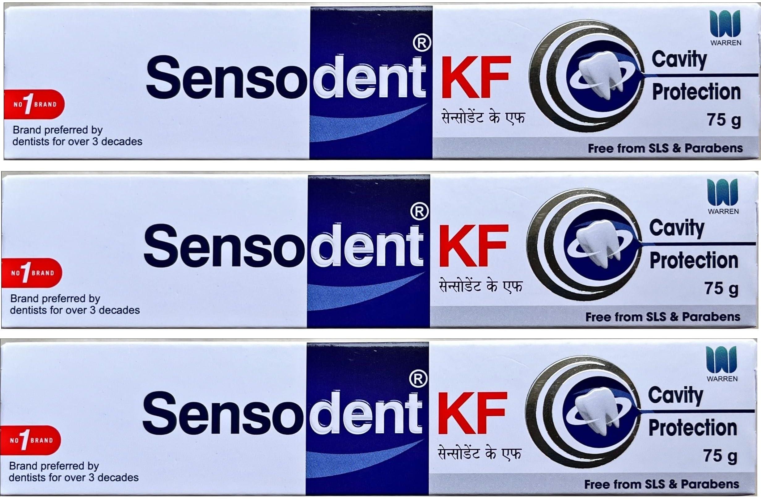 Sensodent KF SENSODENT KF Toothpaste for Cavity Protection 75 g (Pack of 3) - Free from SLS & Parabens