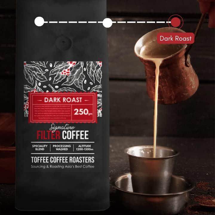 Toffee Coffee Roasters TOFFEE COFFEE ROASTERS | Medium Dark Roast Traditional South Indian Filter Coffee Connoisseur Set - 250 gm