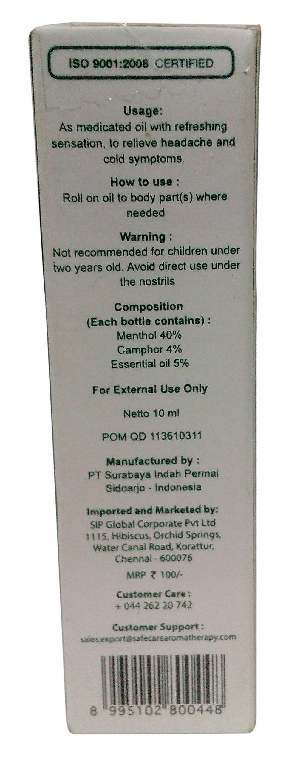 Safe Care Safe Care Minyak Angin Refreshing Oil - Roll On, 10ml Carton