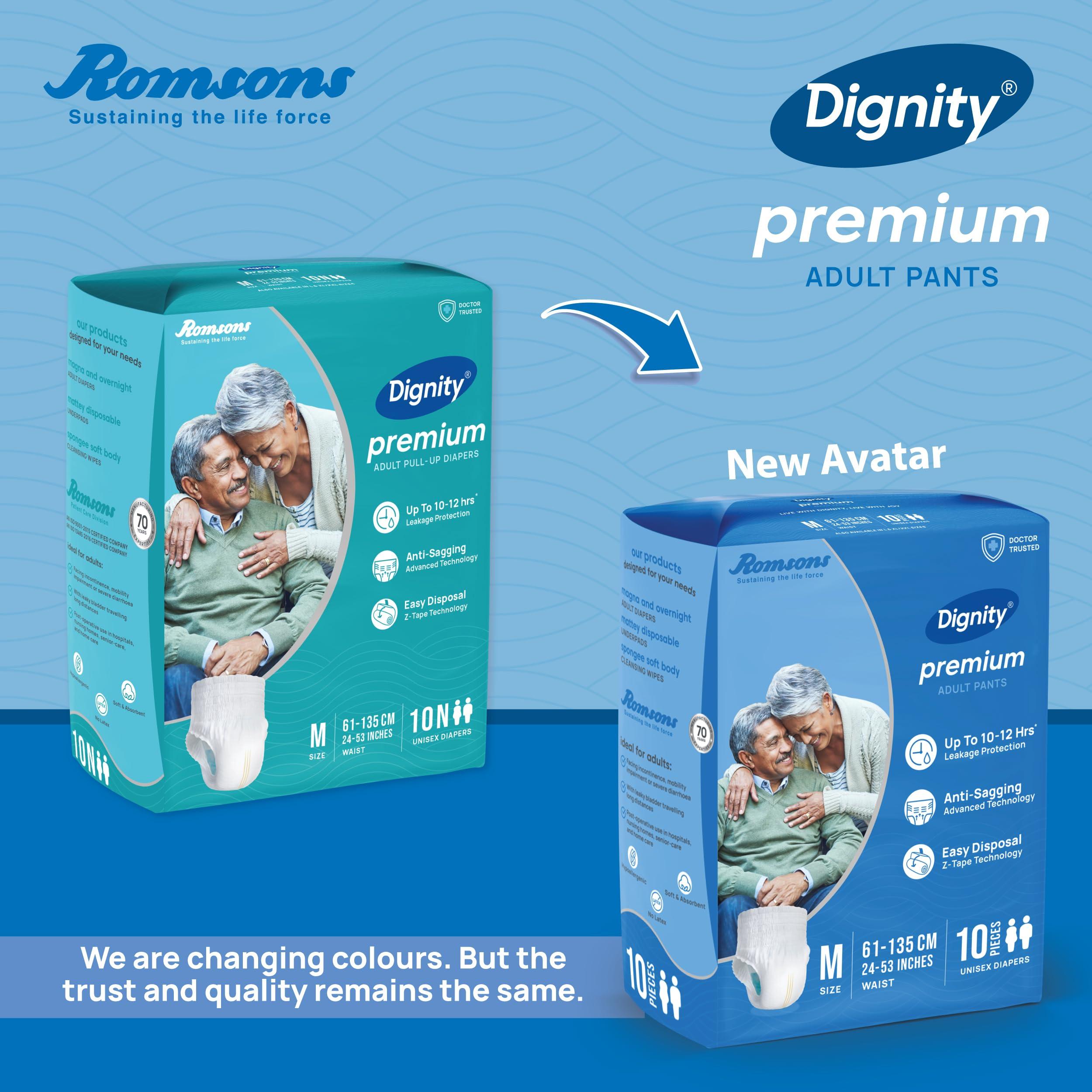 DIGNITY Dignity Premium Pull Up Adult Diapers Pant Style - 10 Count (XL-XXL) with Soft Elastic and Extra Absorbent Core, Waist Size 45\" - 68\", 10 Pcs/Pack (Pack of 1)
