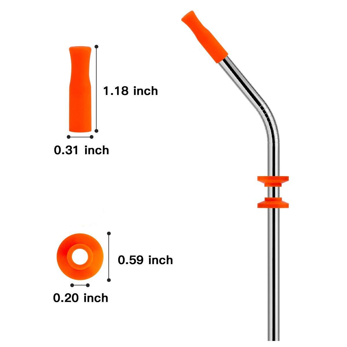 Ashleylife 10pcs Reusable Metal Stainless Steel Straws with Silicone Tips & Buckle Drinking Straw for 20-40 Oz RamblersTumblers Rumblers Cold Beverage, Ultra Long 10.5\",4 Straight | 4 Curved |2 Cleaning Brushes