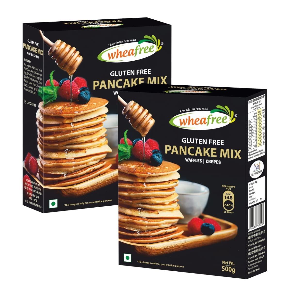 wheafree Wheafree Gluten Free Pancake Mix (Pack of 2 x 500g Each) & Wheafree Gluten Free Multigrain Flour (2 Packs x 1Kg each) | Soya Free | Lactose Free | Easy to Digest | Suitable for Celiacs