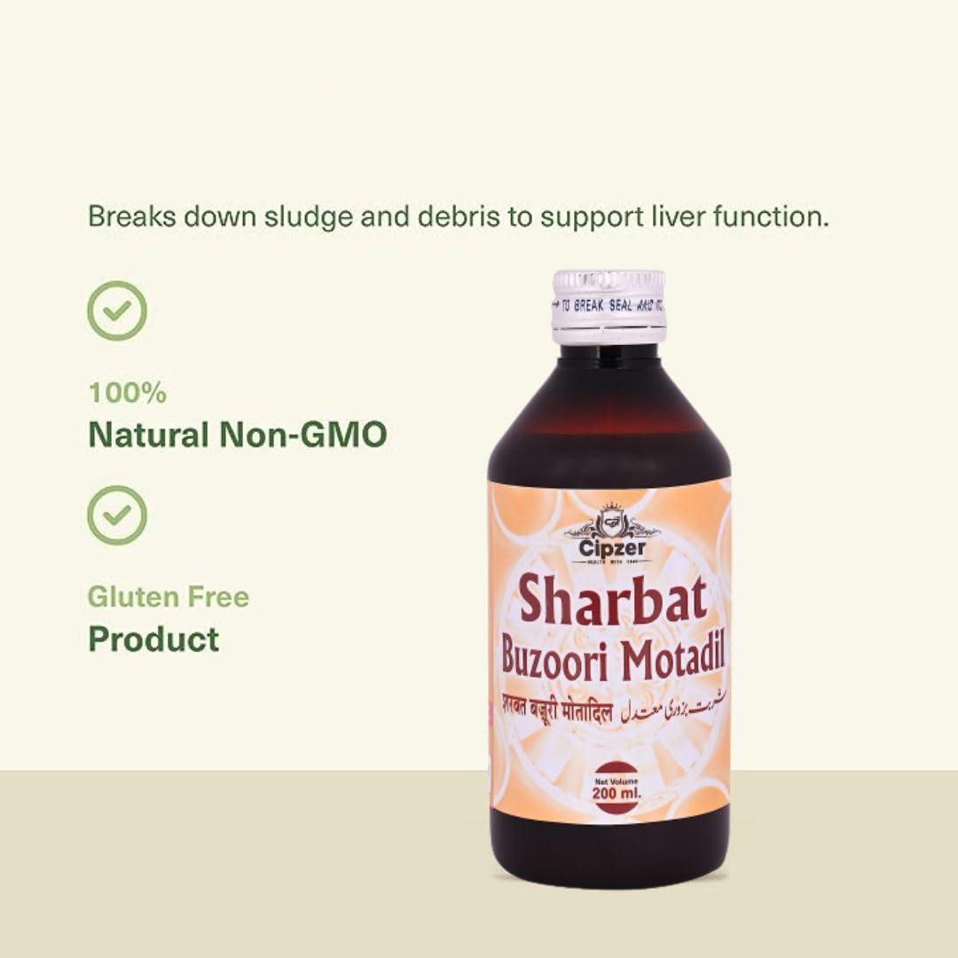 Cipzer Cipzer Sharbat Buzoori Motadil, Supports liver health and Helps with fatty liver, Improve digestive system & Strong immunity system | - 200 ml