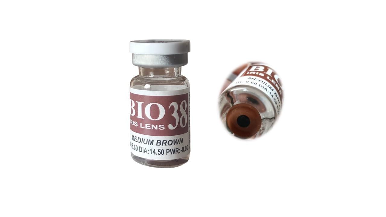 MD Prosthetic Contact Lens/Contact Lens (Medium Brown Center Black) with Lens Case, Lens Holder and 60 ML Solution