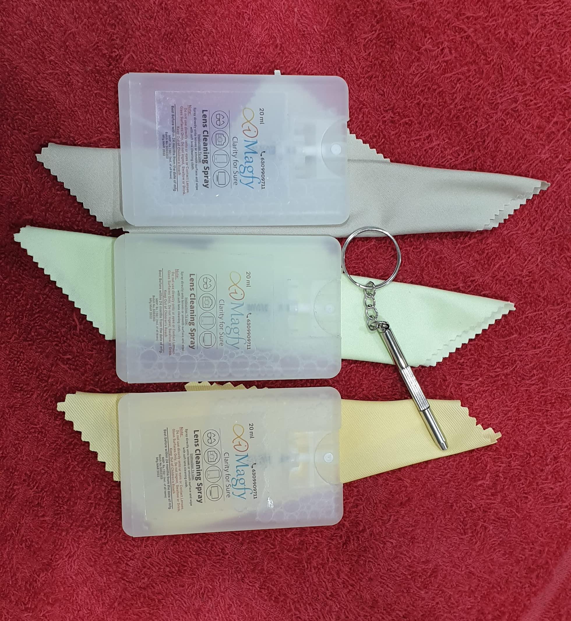 iMagfy iMagfy Pocket Lens Cleaner Spray Kit Eyeglass| India Made | Safe for All Lenses,Camera, Mobile, Laptop and Displays/Screens | 20ml of 3 pack with Fabric soft Cloth with Free ScrewDriver