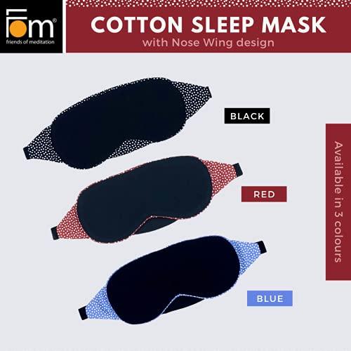 FOM (Friends of Meditation) Friends of Meditation 100% Cotton Sleep Mask | Light Blocking Sleep Eye Mask, Comfortable & Soft, Night Eye Mask for Travel | 100% Blackout w Nose Wire & Adjustable Band (Red)