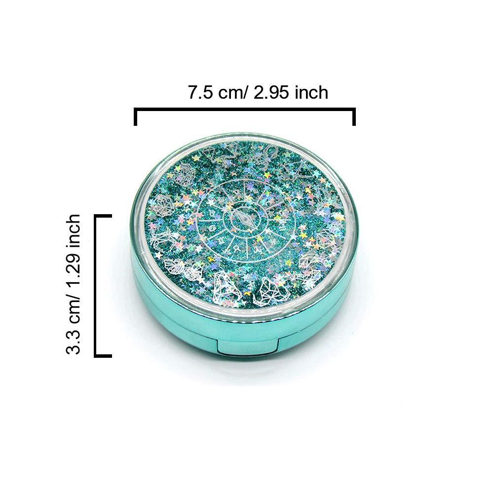 ORIONE Cute Fashion Contact Lens Case, Color Sparkles Contact Lens Care Vision Care Nobleness Contact Lens Cases Kit with Mirror, Tweezers, Stick Connection, Keep Contact Lens from Drying (Green)