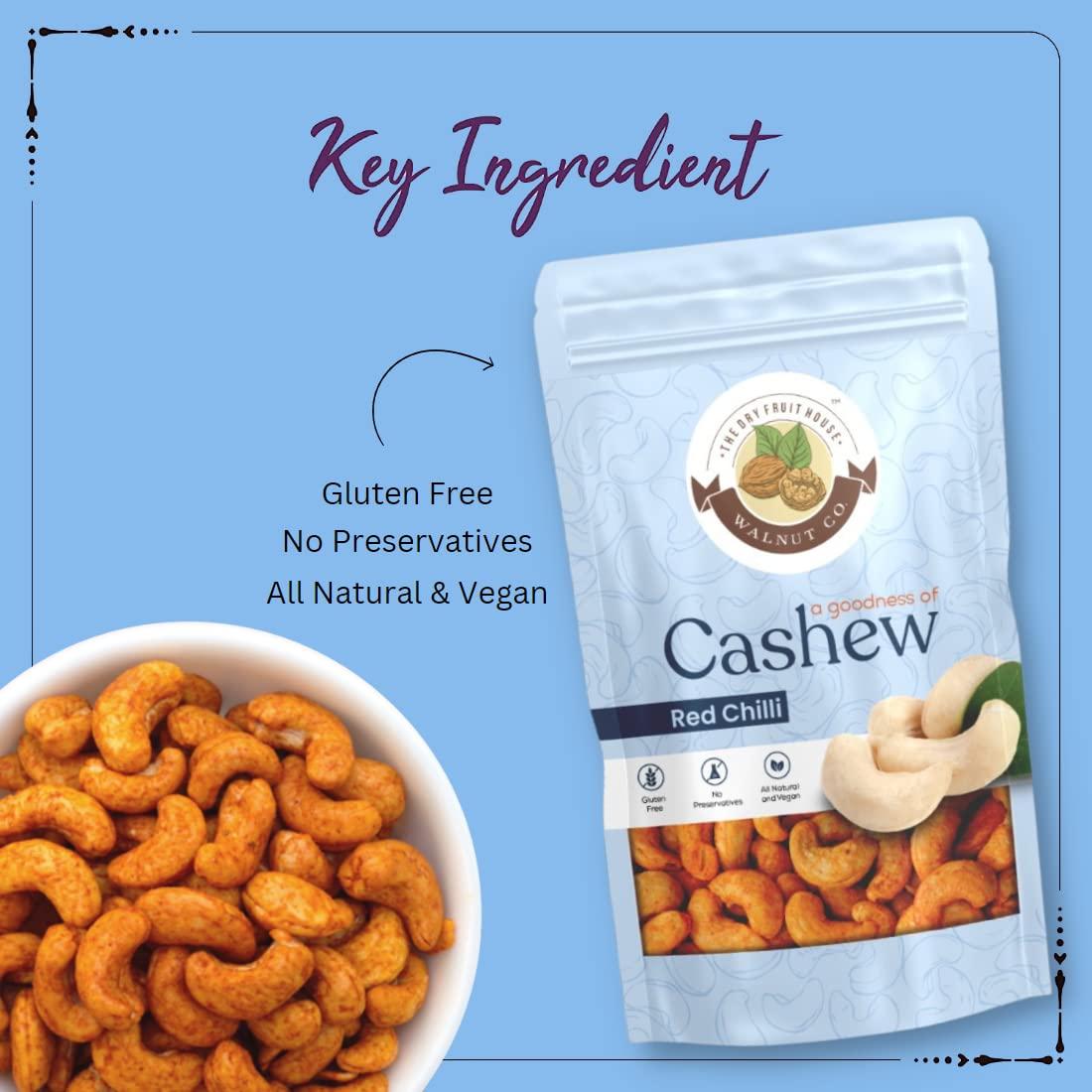 WALNUT CO WALNUT CO Roasted Red Chilli Spicy Masala Cashews | Premium Crunchy Kaju | Masala Kaju Roasted | Healthy Bites rich in Protein | Red Chilli Cashew | Masala Kaju Roasted | Masala Cashew Nut (200 Gm)