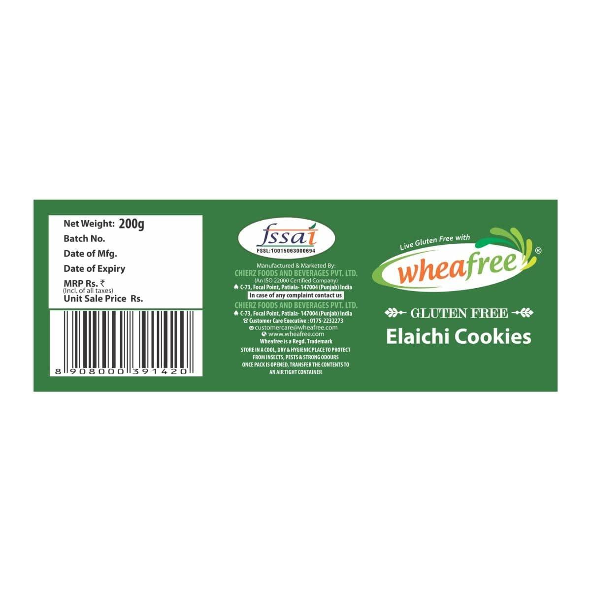 wheafree Wheafree Gluten Free Elaichi Cookie 200g Pack | Lactose Free | No Maida | Best Tea Time Snacks | 100% Vegetarian and Wholesome Ingredients