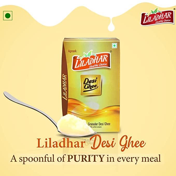 LEELADHAR Liladhar Buffalo Desi Ghee Clarified Butter Danedar Ghee 100% Unadulterated Pure Fresh Desi Ghee Improves Bone Health and Digestion No Added Preservatives Shuddh Ghee (Pack of 2 500 Gr)