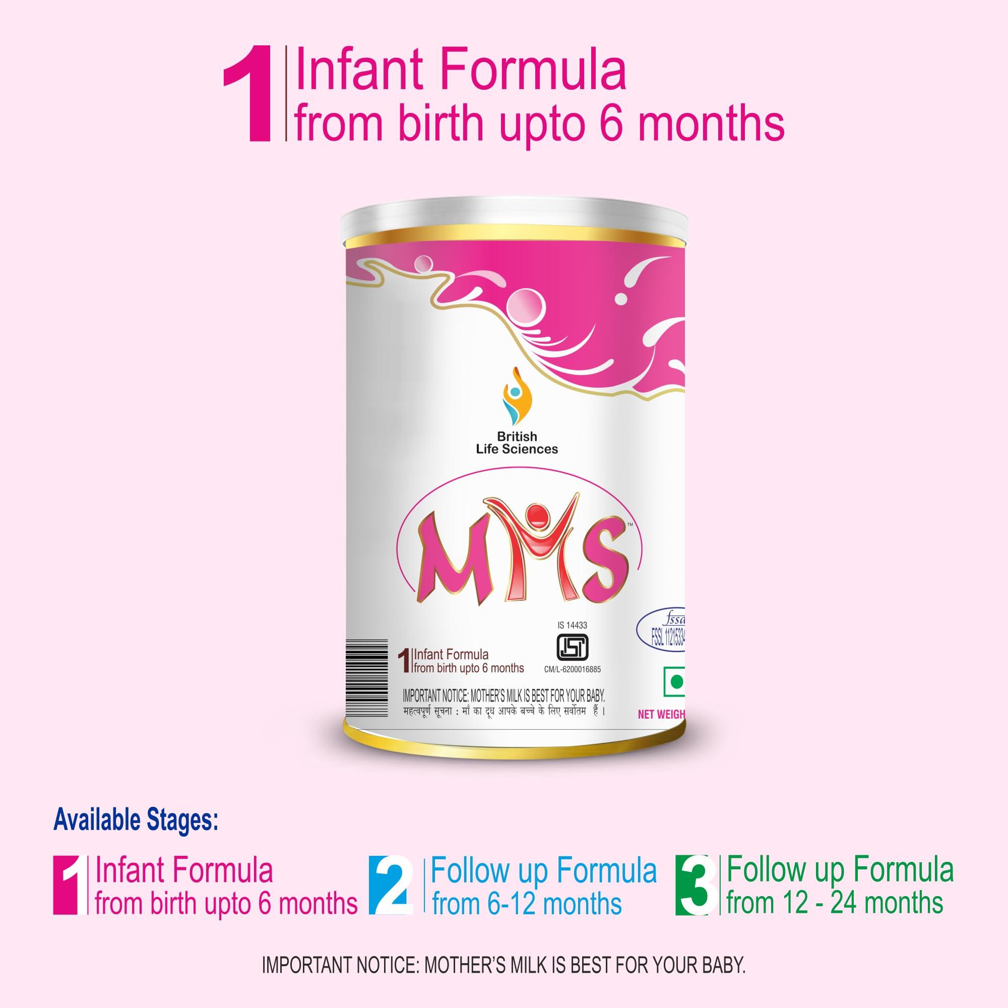 BRITISH LIFE SCIENCES PVT LTD ; Nutrition For A He BRITISH LIFE SCIENCES MMS - Infant Formula for 0-6 Months Old | Stage 1 Essential Infant Milk Formula for Overall Development for Babies/Toddlers | Nutritious Milk Drink Powder for Infants, 400 g