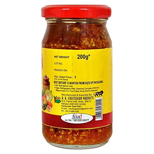 navrang Navrang Homemade Combo Shahi Mango Pickle 200gm Aam ka Achar With Less Oil and Garlic Pickle 200gm Lahsun ka Achaar Tangy, Spicy, Sour, and Salty With Ghar Sa Swad Suddh Sarso Tel Mai Nirmit