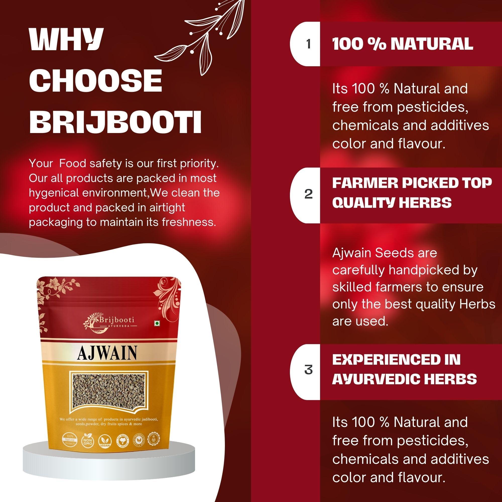 BrijBooti BrijBooti Ajwain Moti - Ajwain Whole - Ajwain - Trachyspermum Ammi - Carom Seed - 100 Gr