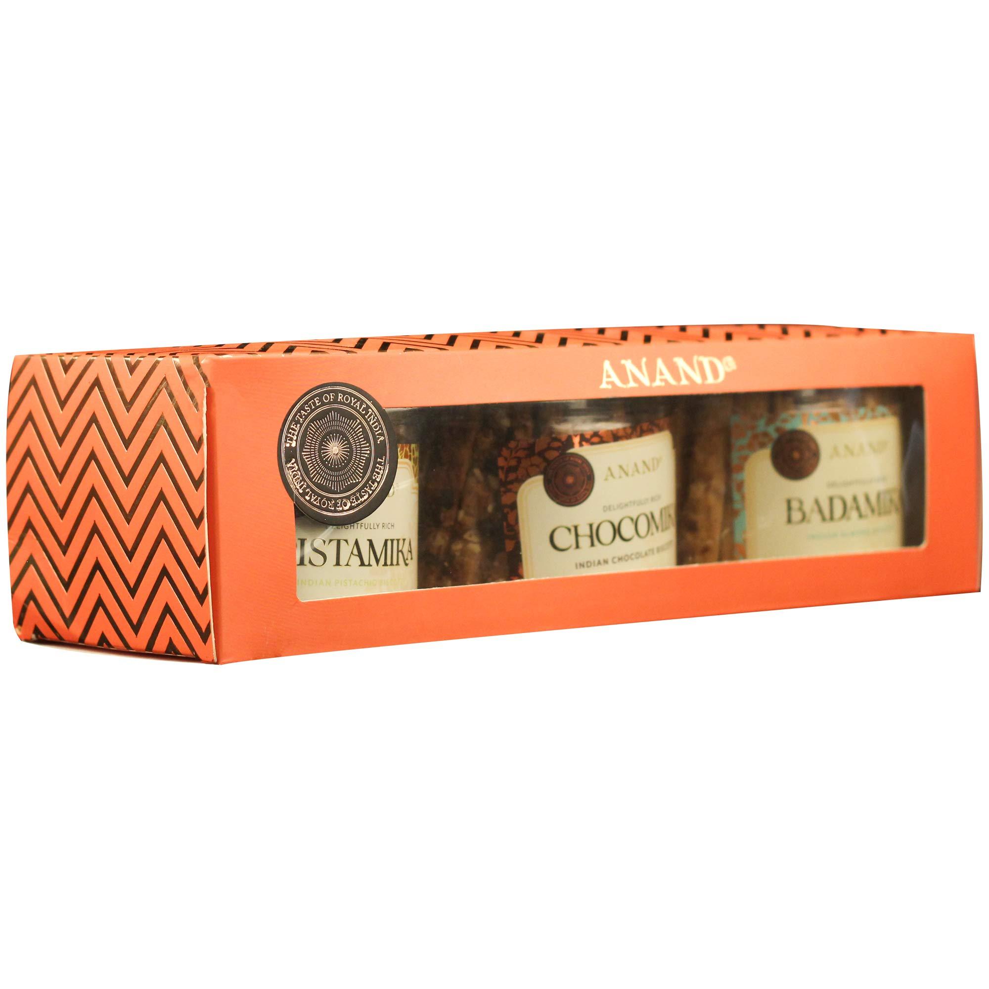 ANAND ANAND Premium Biscotti Combo - Badamika Pistamika Chocomika Combo, 450g (Pack of 3 (675 g))