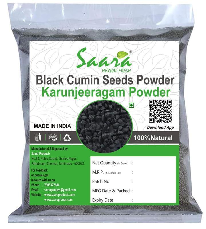 SAARA Saara HERBALFRESH Black Cumin Seeds Powder,101g, Karunjeeragam, Kala Jeeera, Kalonji Seeds, Nigella Seeds Powder, 101g (pack of 1 X 101g)