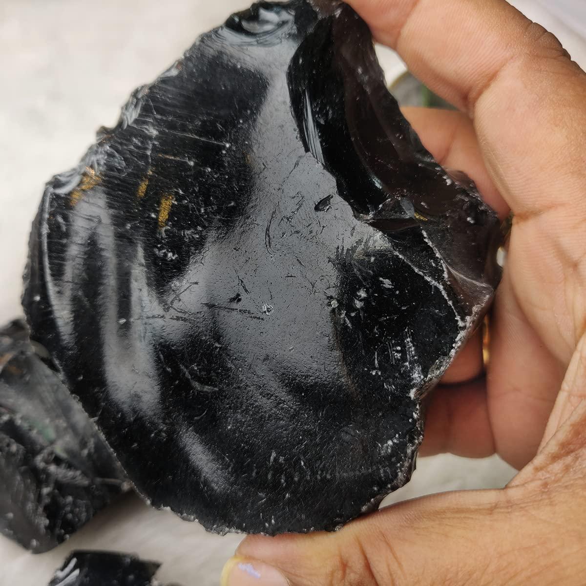 Shubhanjali Shubhanjali Natural Crystal Golden Obsidian Raw Stones 50 Gm Original Golden Obsidian Crystals Rough Raw Extra Large Gemstone Chunk Rock Raw Pieces for Meditation Home Dcor Reiki Healing