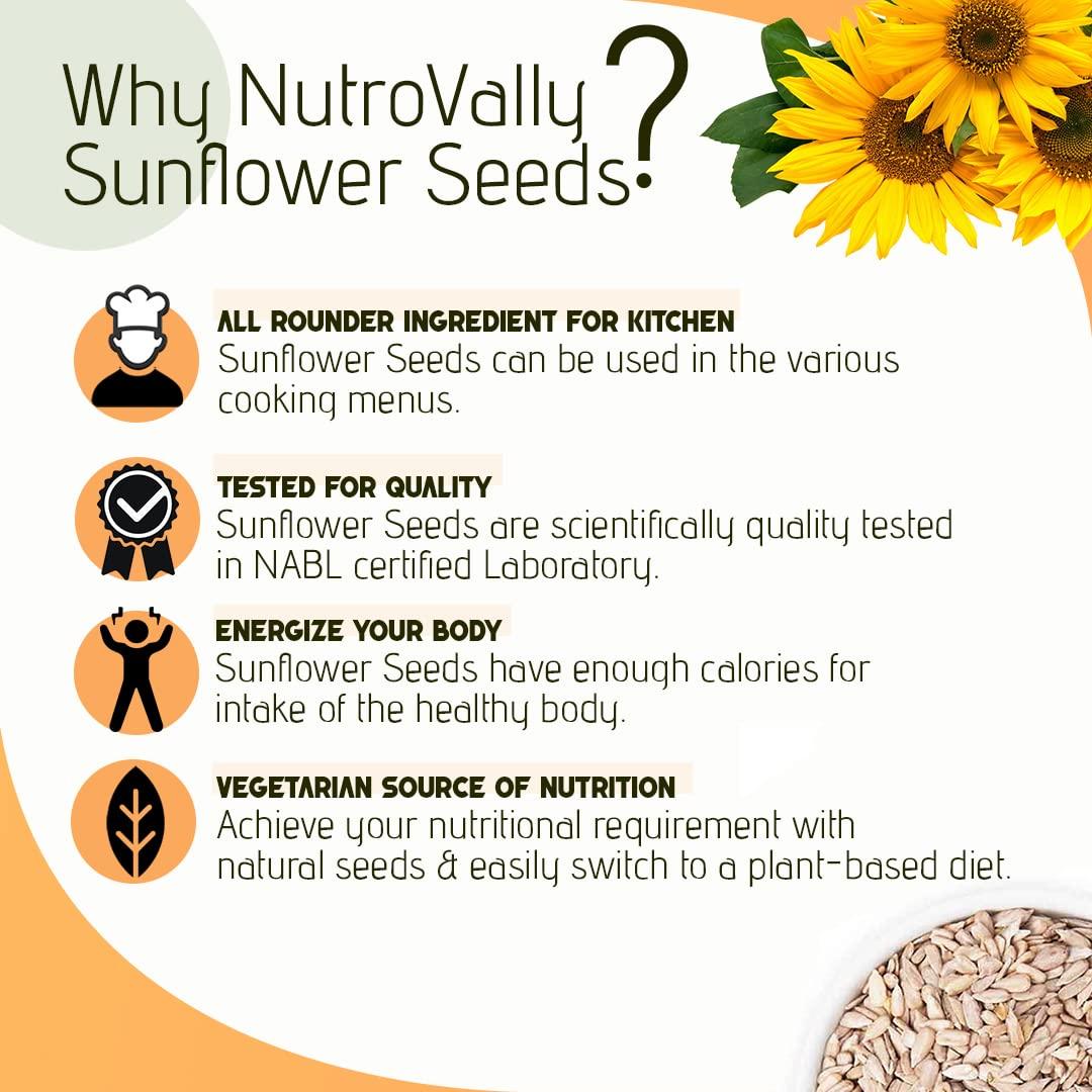 Nutrovally NutroVally Sunflower Seeds for Eating with Goodness of Magnesium | Healthy Snacks Seeds | High in Vitamin, Fibre & Protein 200 gm