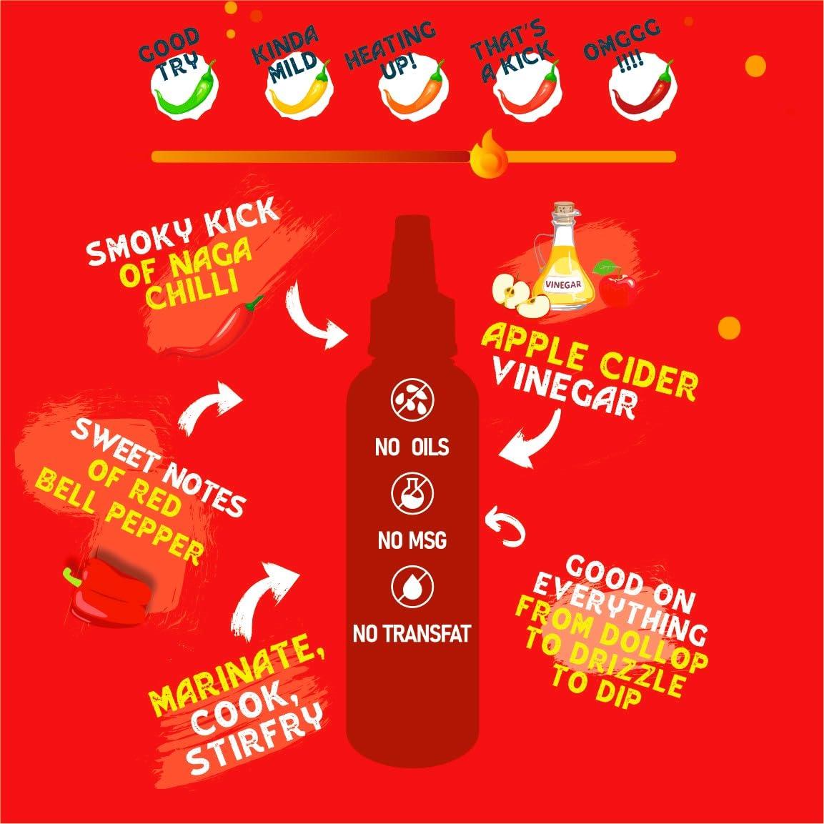 HOTCHAA HOTCHAA Sriracha Hot Sauce 150g - Tancy & Spicy flavour Small Batch Production using Premium Ingredients, NO MSG, Vegan