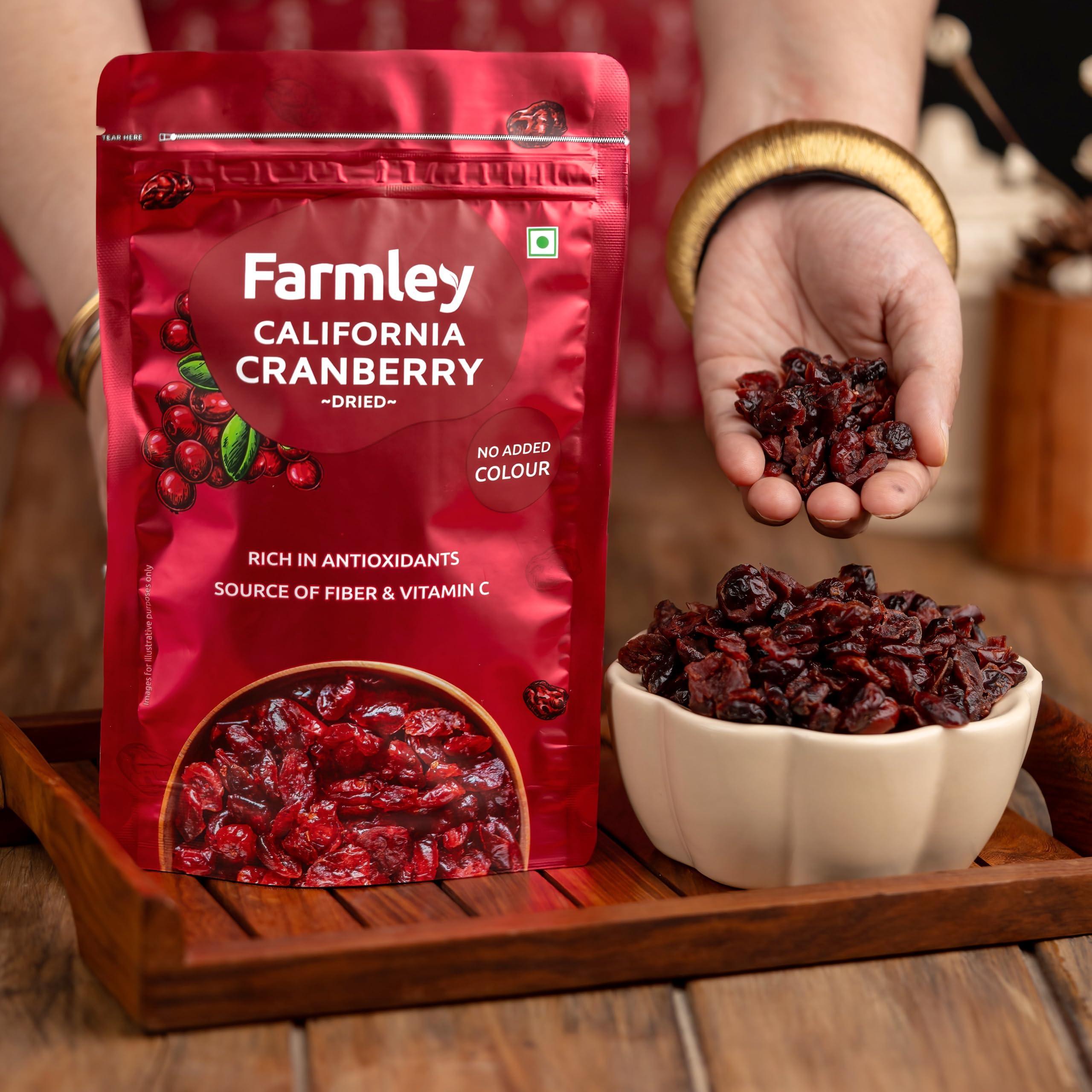 Farmley Farmley Canadian Dried Cranberry I 200 gram I Dry Fruit, Berries, High Nutrient and Antioxidant No Added Preservatives (Pack Of 5, Pouch)
