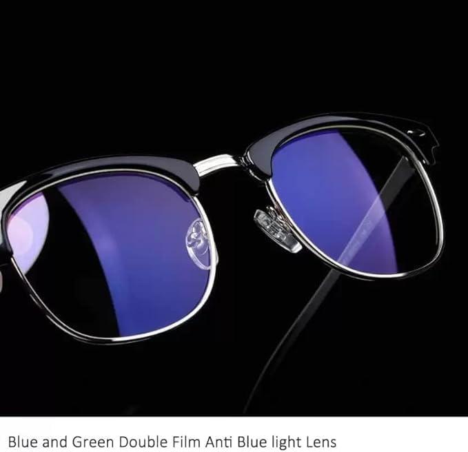 ZORATO ZORATO Clubmaster Spectacles Eyeglass Blue Light Blocking Glasses Retro Semi Rimless UV400 Clear Lens Computer Eyewear (black clear)