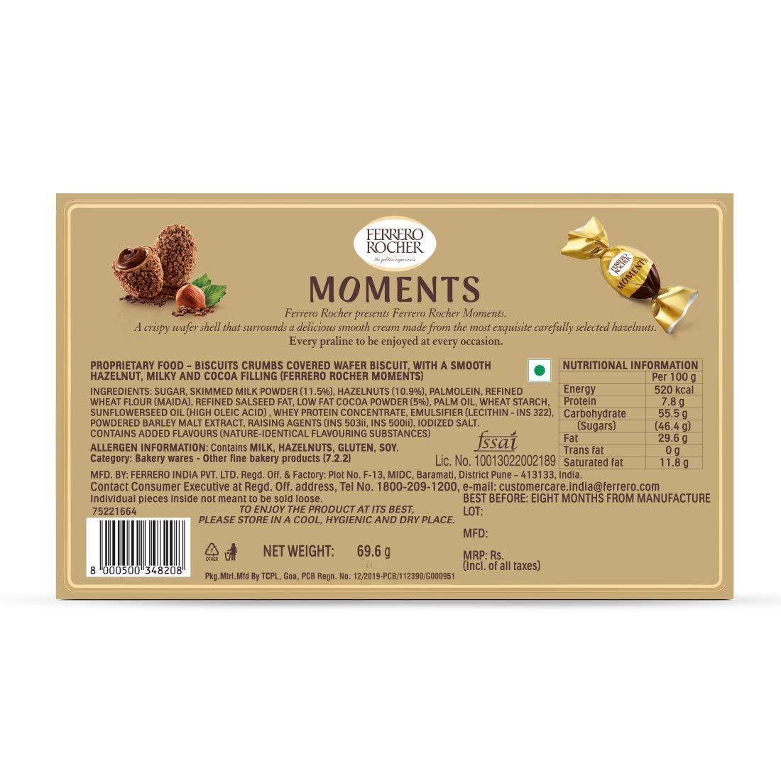 Ferrero Ferrero Rocher Moments Box of 12 Pralines, 69.6 g (Pack of 3)