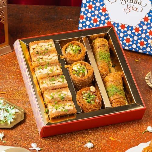 THE BAKLAVA BOX The Baklava Box- Assorted kunafa made using dry fruits, and honey and dipped in pure ghee. Kunafa box 250gms