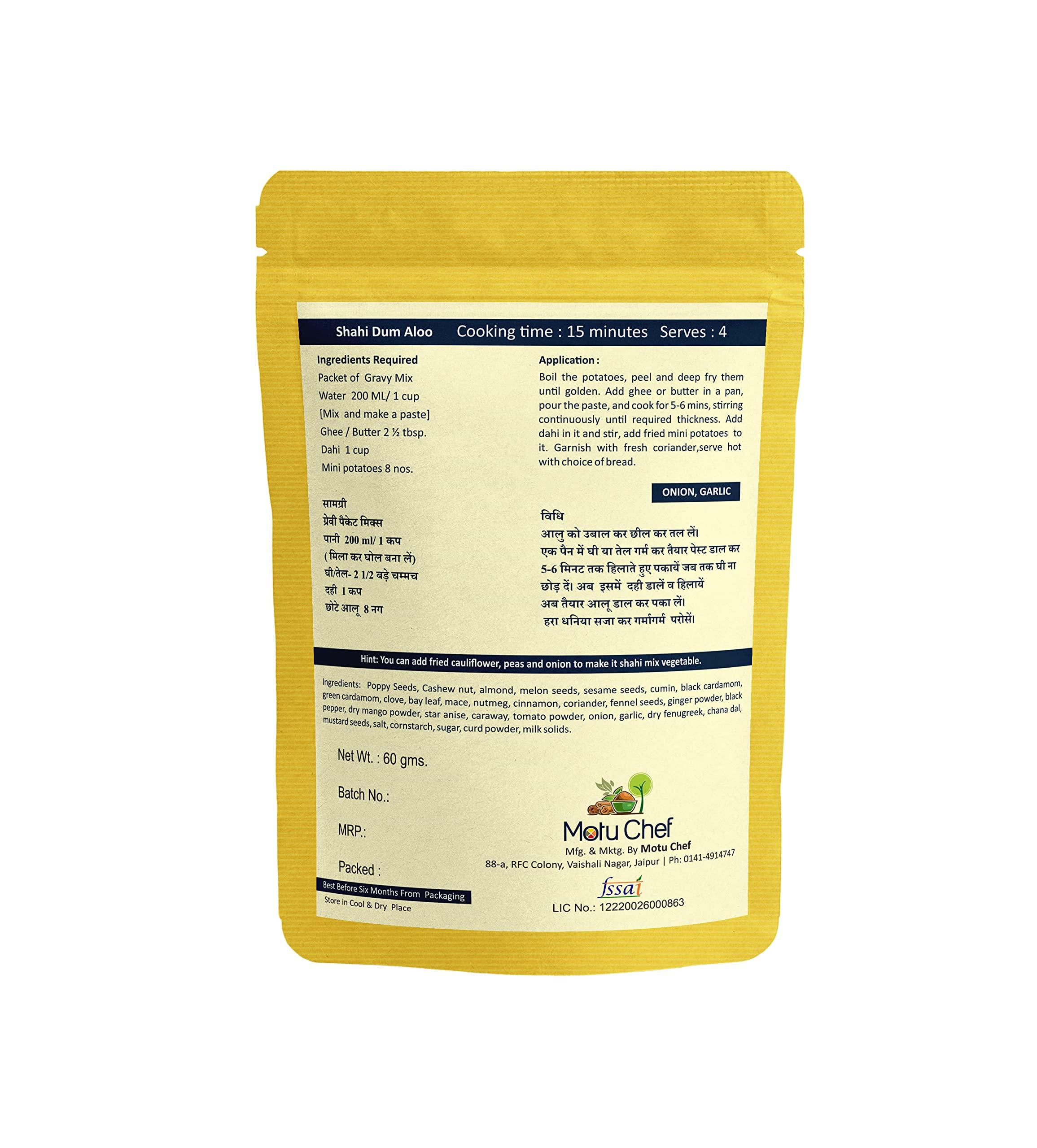 Motu Chef MOTU CHEF Combo of MALAI KOFTA[R] II Instant KALAKAND II Shahi DUM ALOO II Green Sauce II PALAK PANEER II Sandwich Masala II(Pack of 6) |