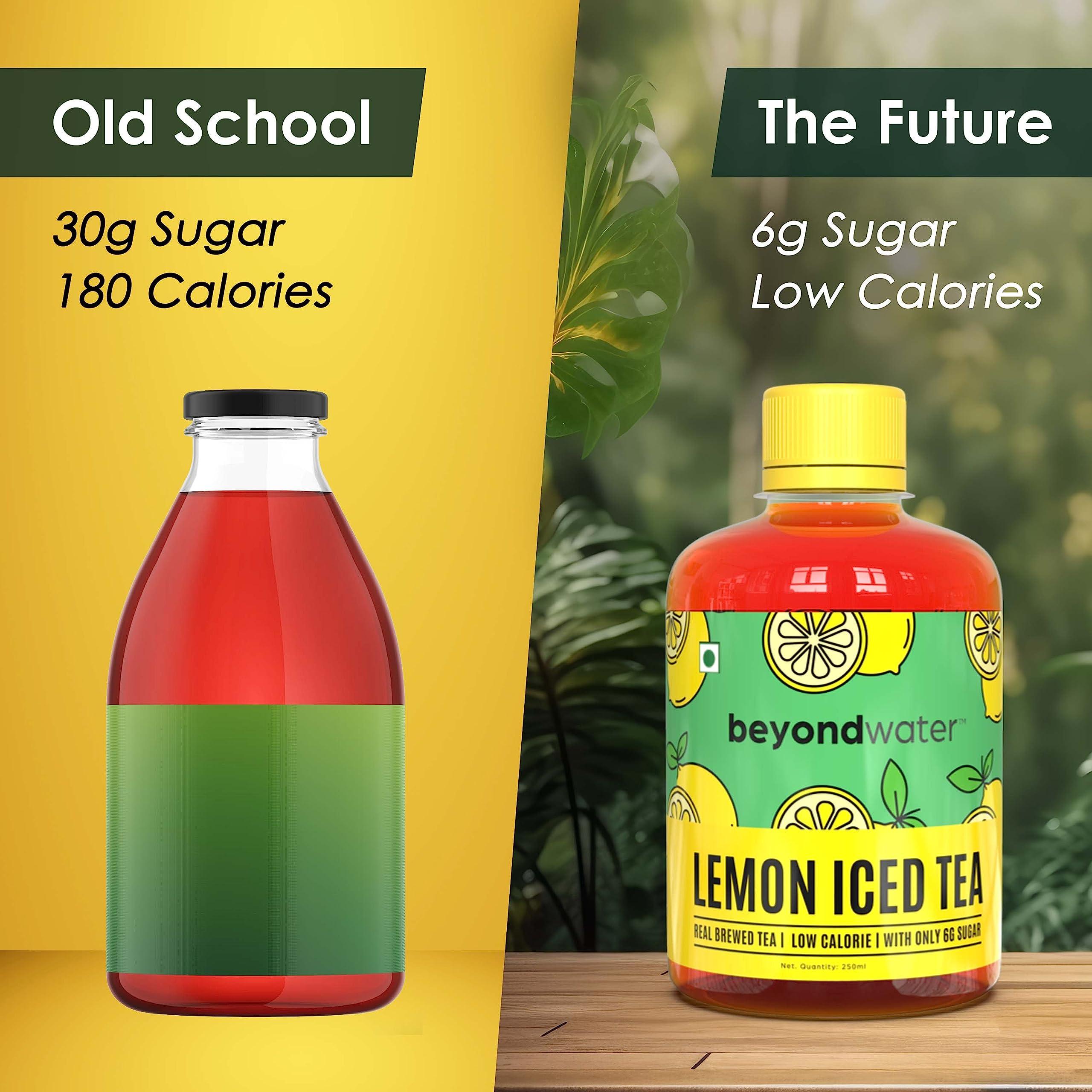 BEYOND WATER Beyond Water Lemon Iced Tea Low-Calorie Ready To Drink Real Brewed Tea with Low sugar 250 ml (Pack of 6)