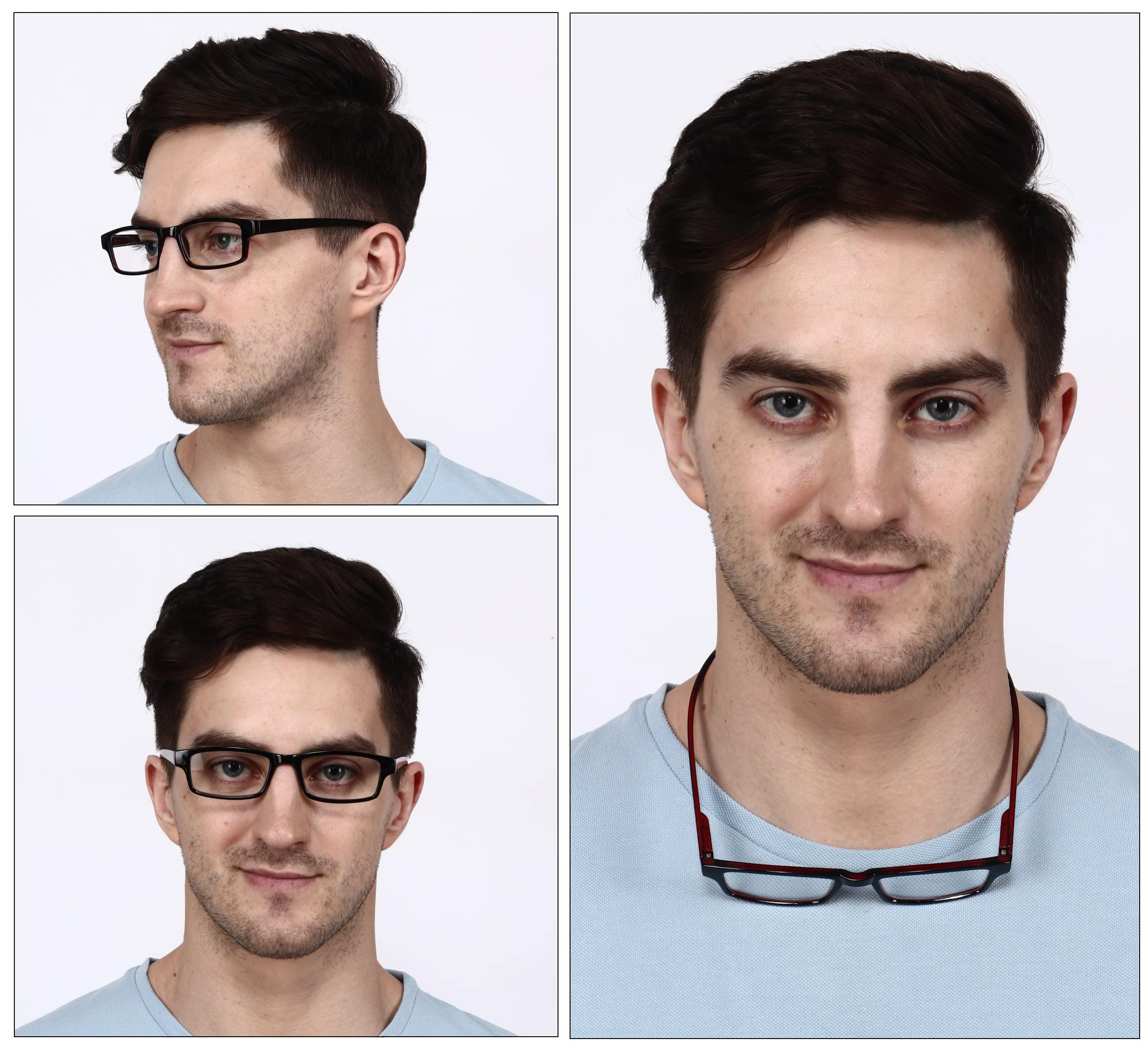 IRYZ IRYZ Long Sides Hang in Neck Rectangular Solid Full Rim Frame Reading Glasses for Men & Women | Medium Red | Near Vision Power +1.0, 1.25, 1.5, 1.75, 2.0, 2.25, 2.5, 2.75, 3.0