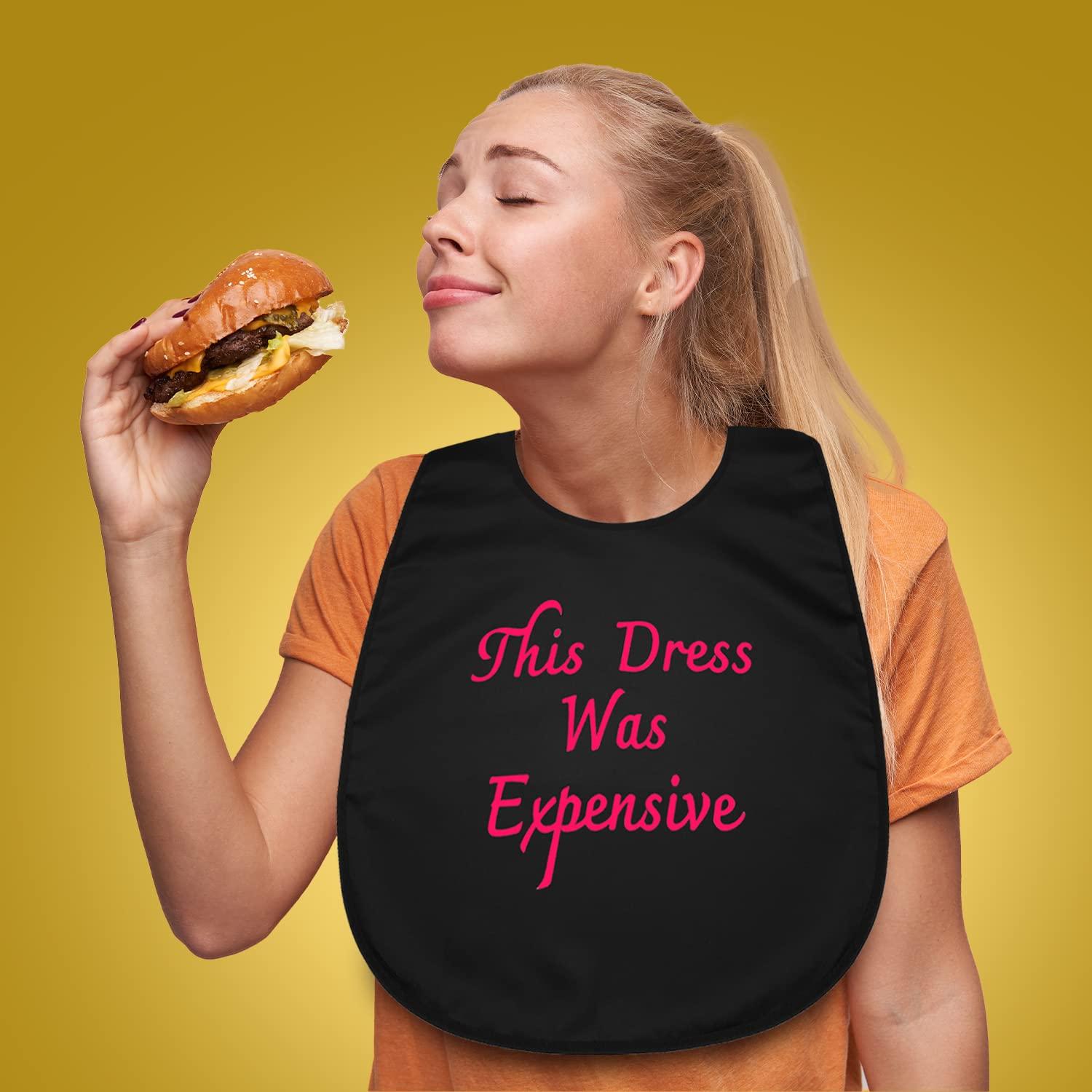 Vicoohome Funny Adult Bibs for Women - for Men Washable Dad Humor Bibs for Eating Dining Bridal Clothing Protectors Wedding Gifts Gag Gift (This Dress Was Expensive)