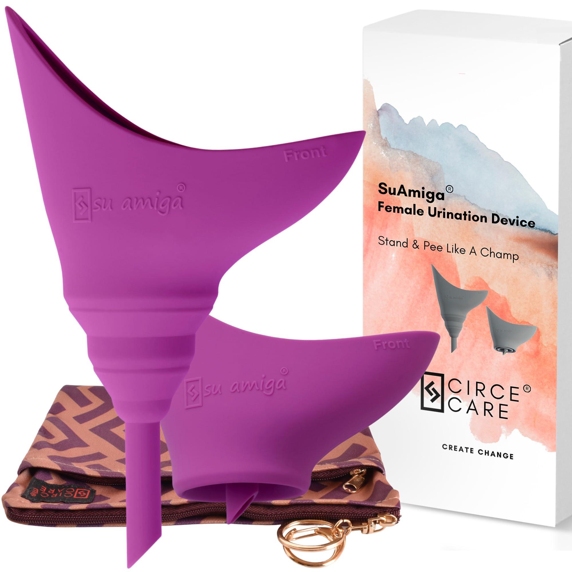 CIRCE CARE CIRCE CARE 2nd Gen SuAmiga Collapsible Female Urination Device Upgraded (Firm Top for Better Seal); Women Pee Funnel with Chic Waterproof Bag; Portable Female Urinal to Pee Standing Up (Size- Petite)