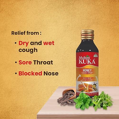 Multani Multani Kuka Honey Cough Syrup | Get Ayurvedic Relief from Throat Issue, Chest Congestion, All Types Of cough & Cold | Goodness Of Tulsi, Pippali, Satpudina & Other Herbs | 100 Ml