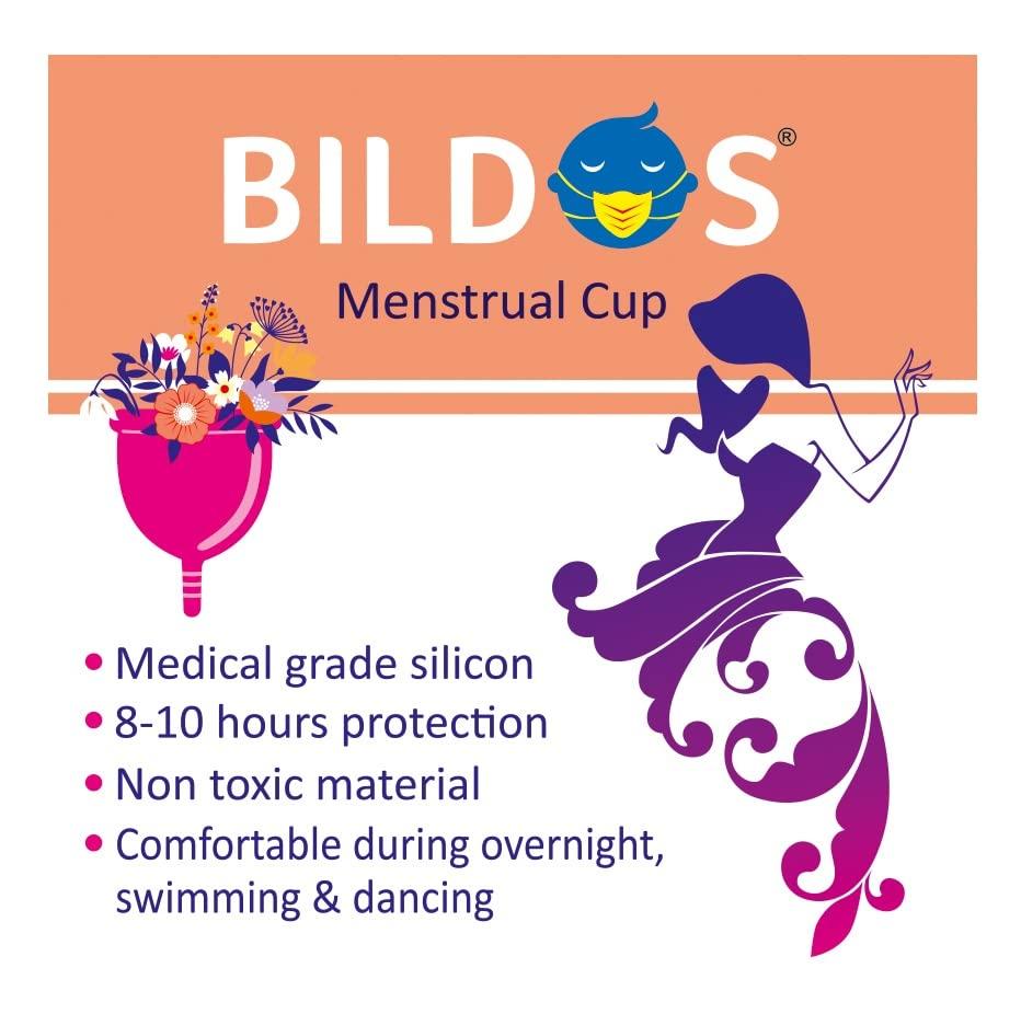 Bildos Bildos Ultra Soft Reusable Menstrual Cup For Women BPA free, Rash free and Odour Free (Medium)