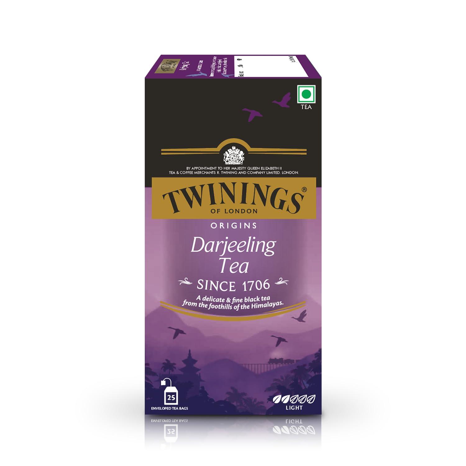 Twinings Twinings Darjeeling Tea,25 Teabags,Premium Black Tea,Twinings Origins,Light Strength,Delicate&Subtle,50 Gm,Pack of 25