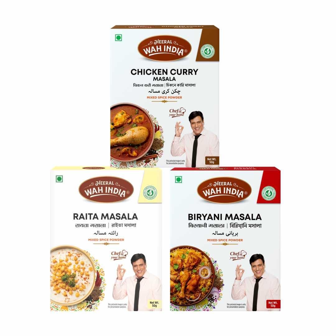 Heeral Wah India Heeral Wah India Chicken Masala, Raita Masala, and Biryani Masala | Combo Pack With Natural Ingredients - 50 Gram In Each Pack
