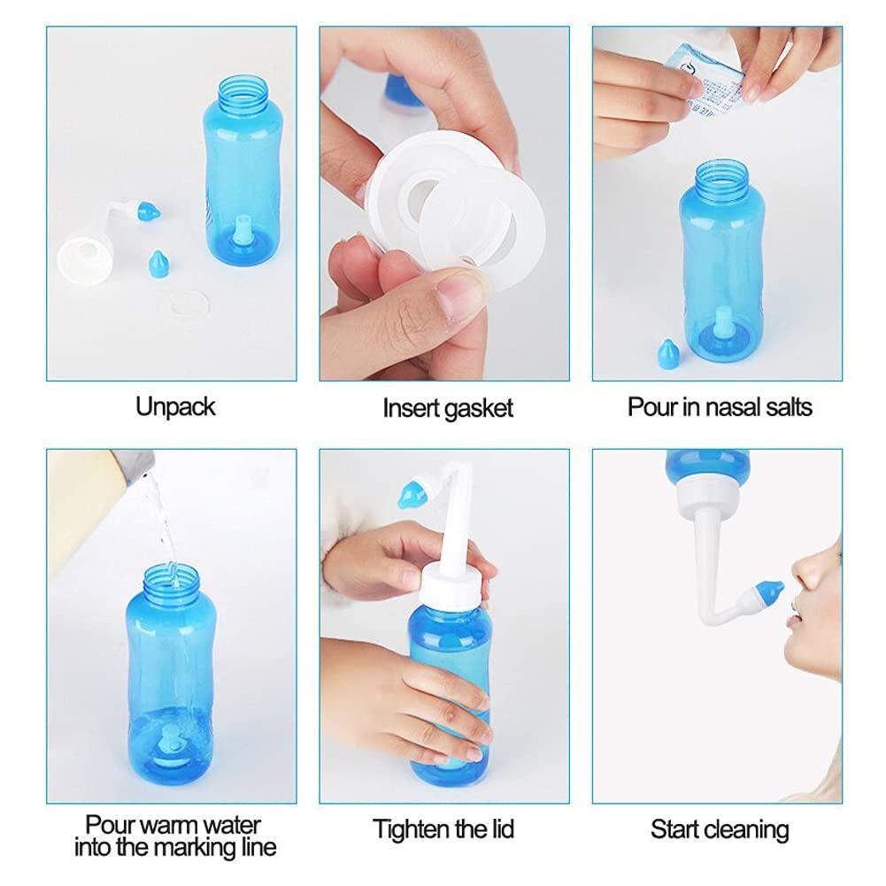 HI FINE CARE Nasal Wash Bottle, Sinus Rinse Bottle Nose Wash Cleaner 300ml Nasal Wash Bottle Pot Device Nasal Irrigation - Nose Care and Moisturizing for Adult & Kid